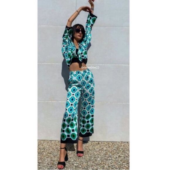 Zara geometric print pant size M EUC - Picture 2 of 9